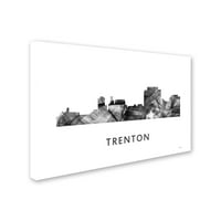 Zaštitni znak likovne umjetnosti 'Trenton New Jersey Skyline WB-BW' Canvas Art by Marlene Watson