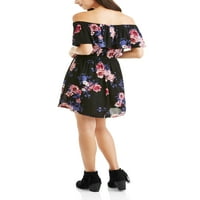 No Boundaries ' floral printed off the should belted dress
