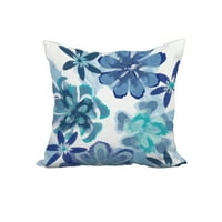 Ani plavi cvjetni Print dekorativni poliesterski jastuk sa lanenom teksturom