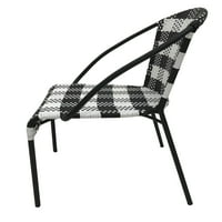 Decor terapija Hansen crno-bijele pletene i metalne vanjske stolice koje se mogu slagati, Set od 2 komada