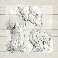Sketchy majka i baby slon plakat Print Carol Robinson