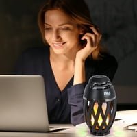 Pyle Prijenosni Bluetooth zvučnik sa LED lampom u stilu svijeće noćno svjetlo-Marine Grade vodootporan