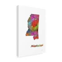 Marlene Watson 'Mississippi State Map 1' Canvas Art