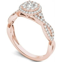 Karat TW Diamond Criss-Cross Shank dvostruki Halo 10kt zaručnički prsten od ružičastog zlata
