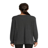 Time and Tru ženski pulover od vafla sa dugim rukavima, veličine XS-3XL