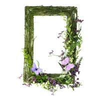 21 dekorativna ljubičasta i zelena miješana bobica i leptir pravougaoni umjetni vijenac-Neosvijetljen