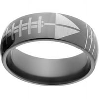 Poluokrug Crni cirkonijumski prsten sa laserskim fudbalskim i dvorišnim linijama