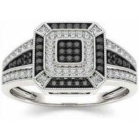 Carat T. W. Diamond 10kt Bijelo zlato crno-bijeli modni prsten