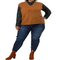Jedinstveni povoljni ženski pulover prsluk plus veličine karirani Preppy džemper s V izrezom