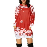 Dadaria Winter Haljine za žene Ženska modna božićna dugačka torbica džep za kucanje kapuljača modna haljina