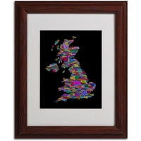 Michael Tompsett 'UK Cities text Map 5' matirani uokvireni Art-drveni okvir