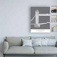 Zaštitni znak likovne umjetnosti 'London Tower Bridge Monochrome' platno Art Fab Funky