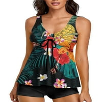 Chama Plus Size V izrez Tankini kupaći kostim za žene Swimwear skromni cvjetni kupaći kostimi