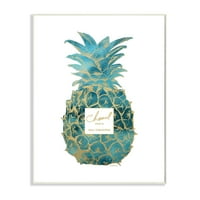 Stupell Industries modni dizajner zidna ploča od akvarela od ananasa plavog zlata Amande Greenwood