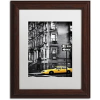 Zaštitni znak Likovna umjetnost NYC Yellow Cab Umjetnost platna Philippe Hugonnard, bijeli mat, drveni okvir